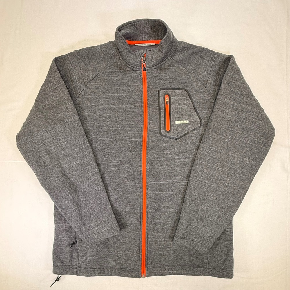 Avalanche Mens Full Zip Fleece Jacket Gray Orange Trim Outdoor Hiking Large
